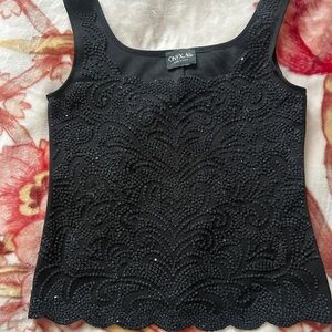Black beaded tank top with a gothic vibe 🖤